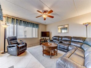 Condo, Multiple Beds, Balcony, Ocean View | Living room | TV