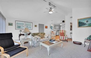 House, Multiple Beds, Patio | Living room | TV - Zamora Chalet, 4 Bedrooms, Walk to Beach, Pet Friendly, Sleeps 12 (St. Augustine)