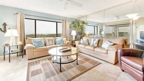 Condo, Multiple Beds, Balcony, Ocean View | Living room - Windjammer 105, 3 Bedrooms, Ocean View, Elevator, Pool, Sleeps 8 (St. Augustine)