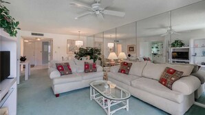 Condo, Multiple Beds, Private Pool, Pool View | Living room | 40-inch TV with digital channels