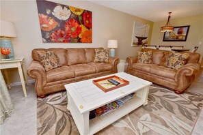 Condo, Multiple Beds, Private Pool, Pool View | Living room | 40-inch TV with digital channels, MP3 dock - Vista Verde East 6-147, 2 Bedroom, Pool View, Heated Pool, Spa, Sleeps 6 (St. Petersburg)