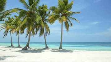 Nära stranden och vit sandstrand