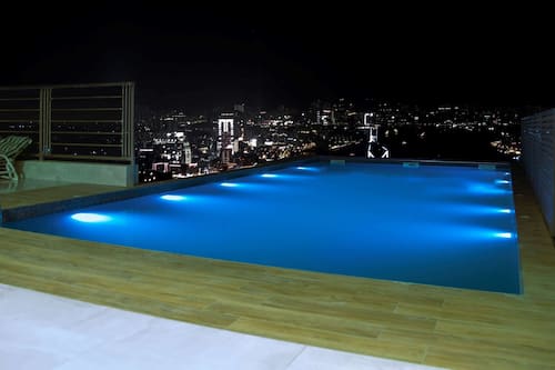 Outdoor pool, sun loungers