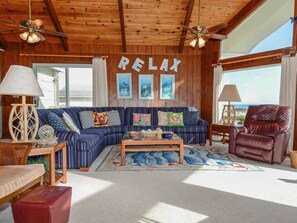 TV, DVD player, books, video library