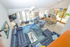 TV, DVD player, books