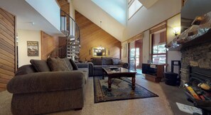 Smart TV, fireplace, video games, DVD player