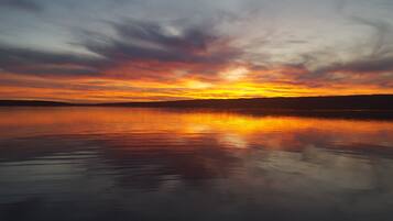 On the beach, sun-loungers, beach towels