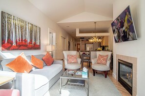 TV, fireplace