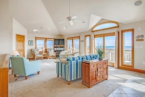 TV, DVD player, stereo - Oceanfront Home with Private Pool, Hot Tub, Home Theater, and Game Room (Avon)