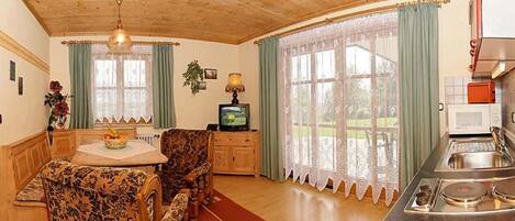Fridge, microwave, coffee/tea maker, toaster