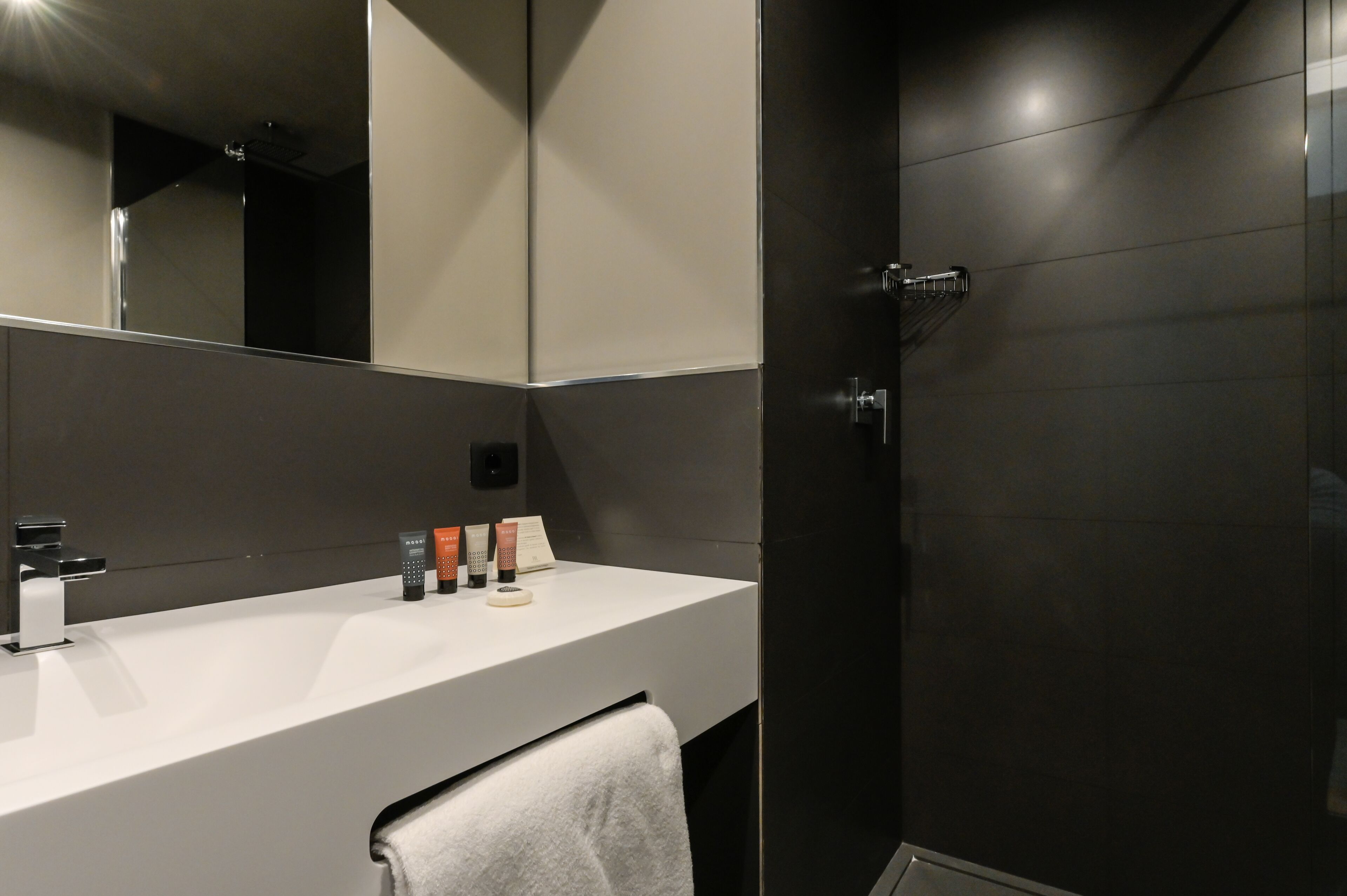 shower, rainfall showerhead, free toiletries, hair dryer