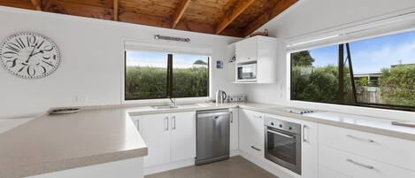 Fridge, microwave, dishwasher, toaster