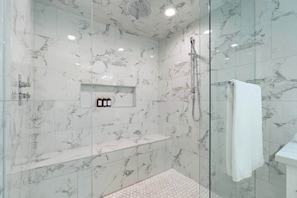 Bathtub, hair dryer, towels