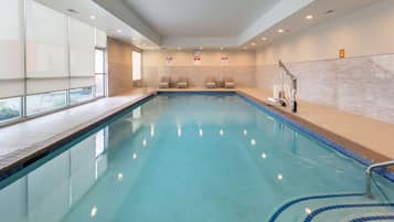 Indoor pool, open 9:00 AM to 9:00 PM, sun loungers