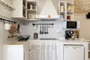Fridge, microwave, coffee/tea maker, electric kettle