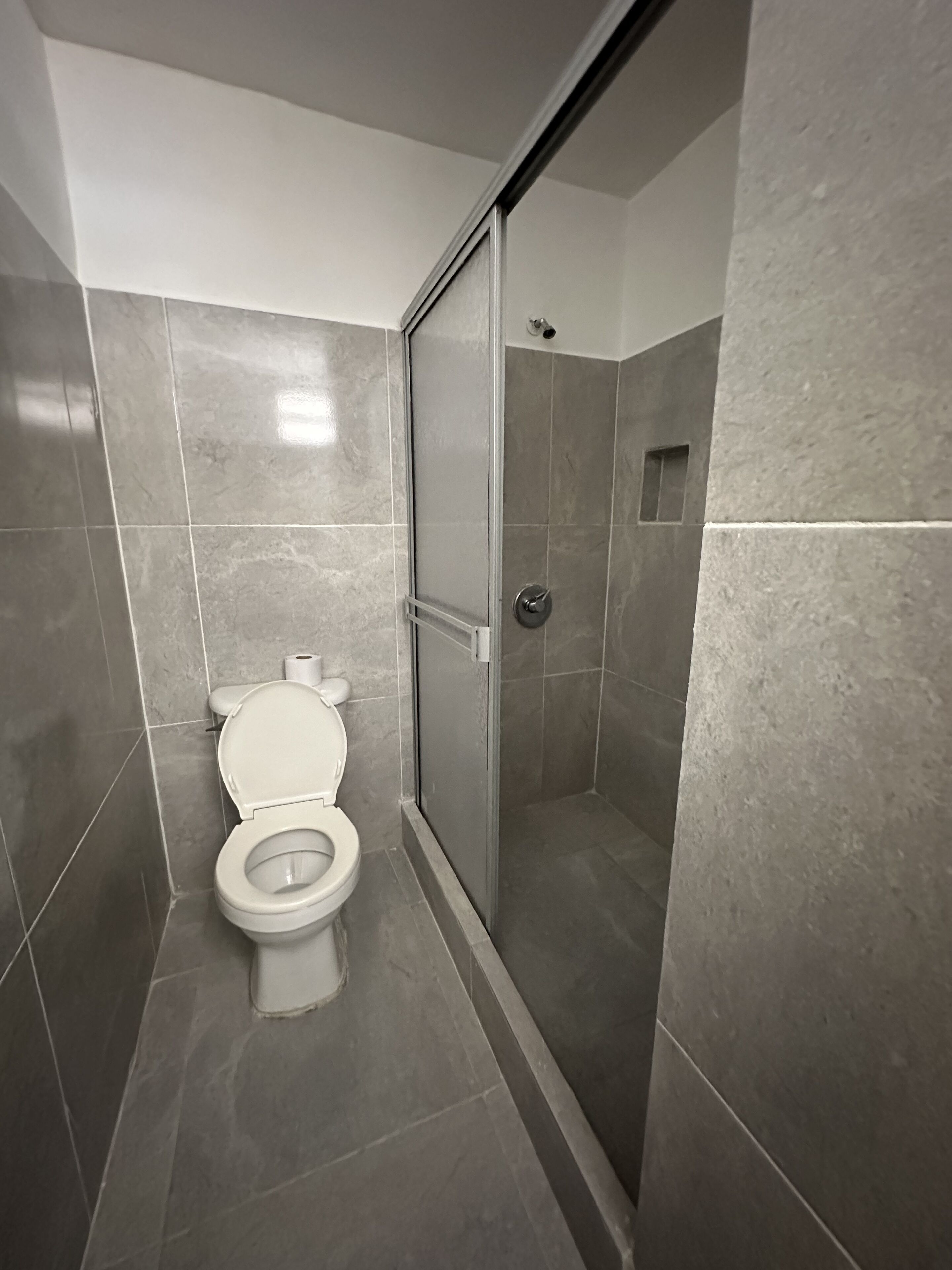 shower, towels, soap, shampoo