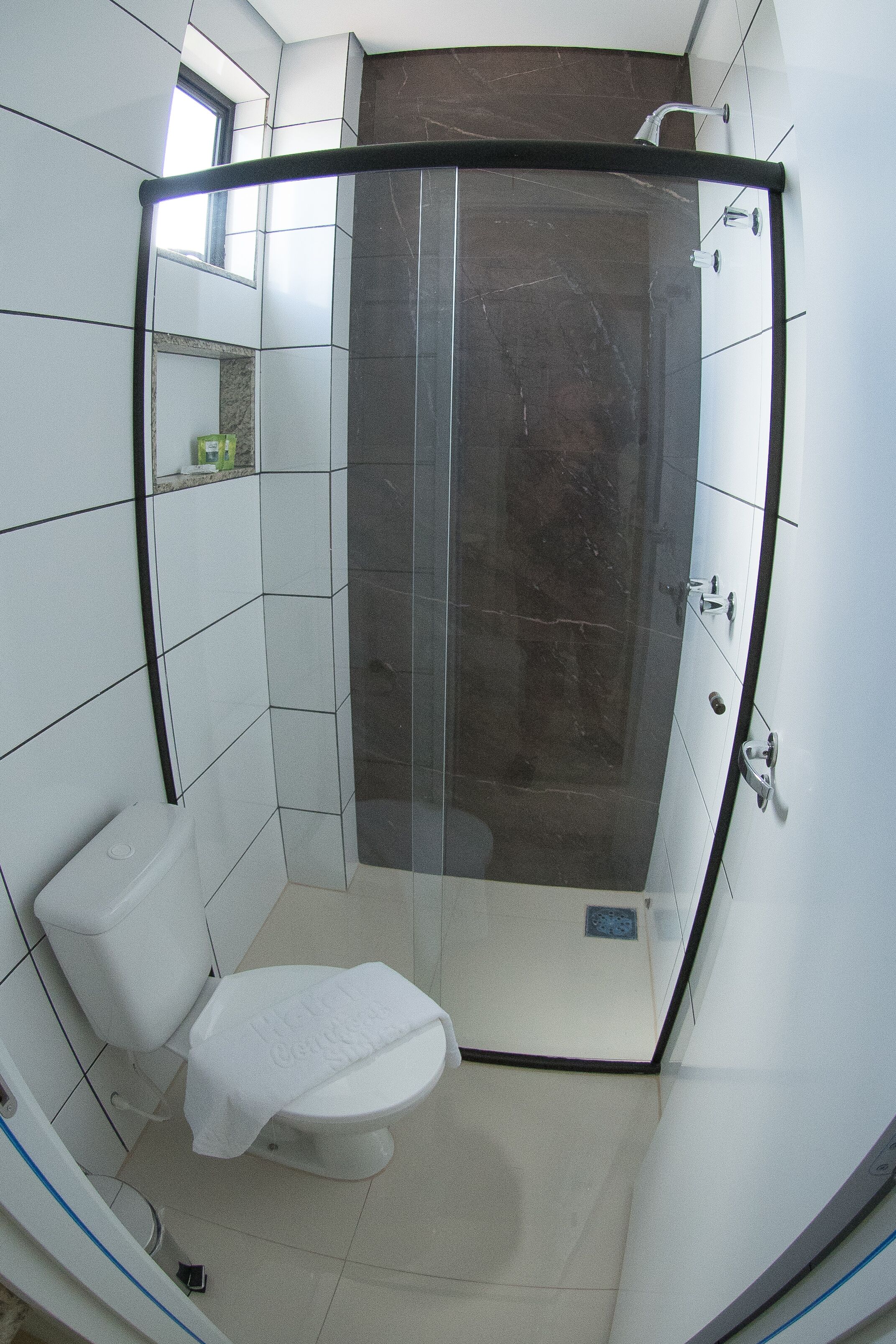 shower, towels, soap, shampoo