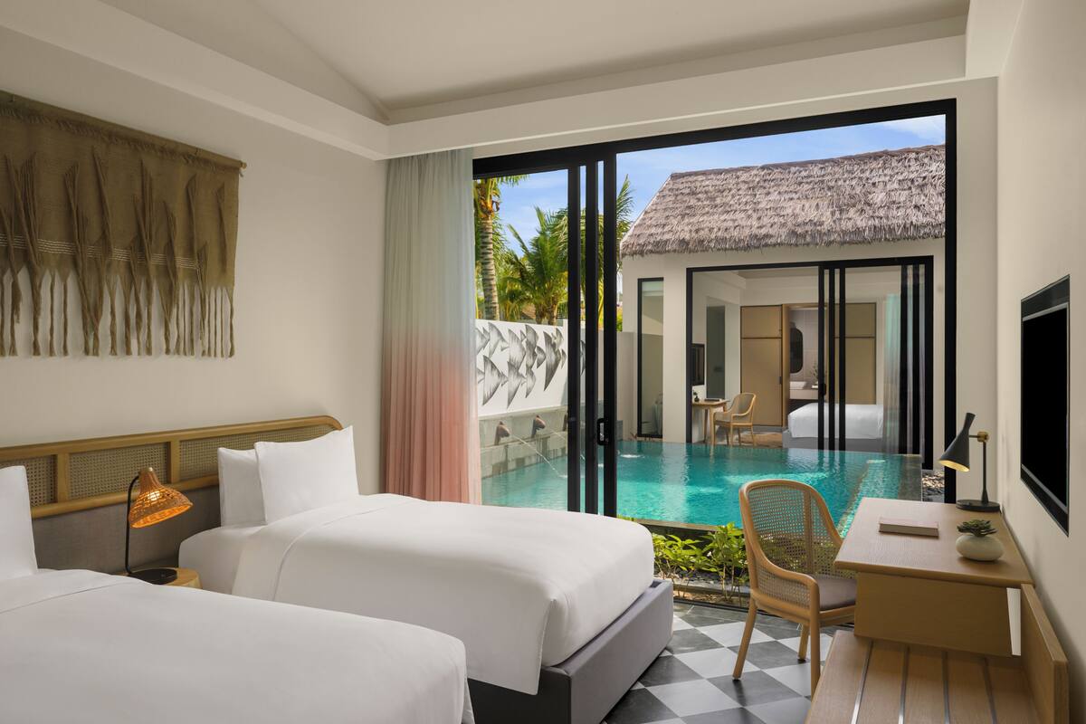 Villa, 3 Bedrooms (Garden, Pool) | In-room safe, desk, laptop workspace, iron/ironing board