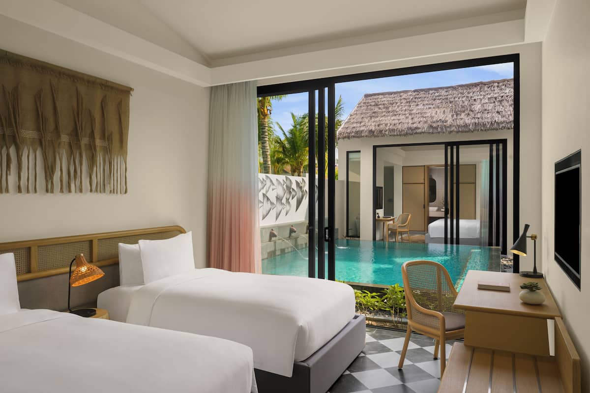 Villa, 3 Bedrooms (Garden, Pool) | In-room safe, desk, laptop workspace, iron/ironing board