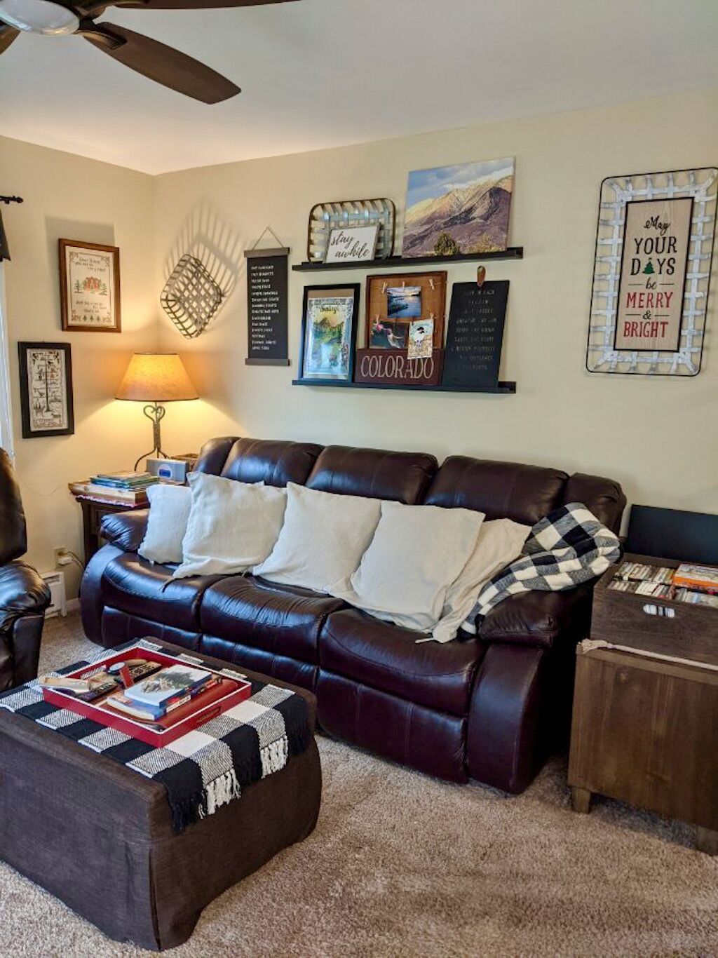 Smart TV, fireplace, DVD player, books