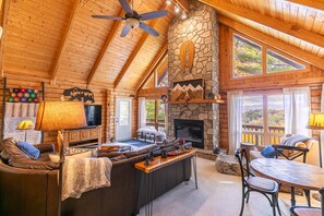 Een televisie, een open haard, Netflix en Hulu