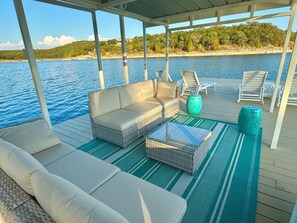 Terrace/patio - Lake Travis Luxury Estate, Private Heated Pool, Multiple Spas, Weddings Welcome! (Leander)