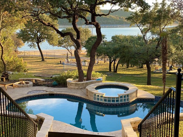 Outdoor pool, a heated pool - Lake Travis Luxury Estate, Private Heated Pool, Multiple Spas, Weddings Welcome! (Leander)