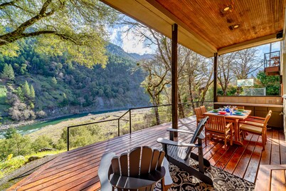 Two-Story Riverfront Home w/ Beautiful Kitchen & Private Hot Tub