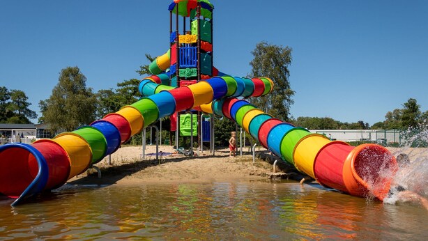 A water slide with multiple colorful tubes leading to a central tower. - Neat Chalet With Microwave, Near Antwerp (Rijkevorsel)