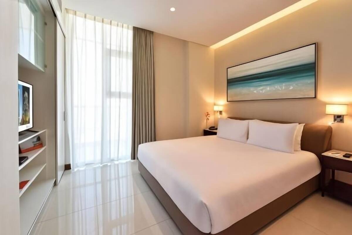 In-room safe, desk, laptop workspace, blackout curtains