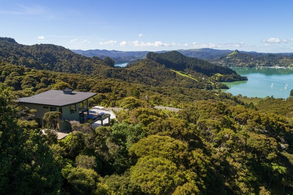 Aerial view - No.1 in far North Whangaroa Top Luxury- Cosy retreat "Kauri Hill Estate" Lodge (Northland)