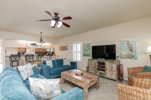 TV - Waterfront Condo | Pool Access & Stunning Views (Corpus Christi)