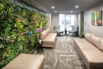 Sitting area in hotel lobby at Henn na Hotel New York