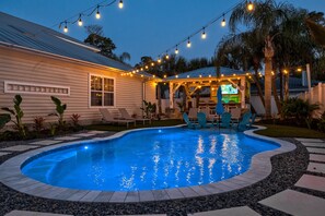 A heated pool - Private Beach Bar Vibes | Pool, Grill + Games (Jacksonville Beach)