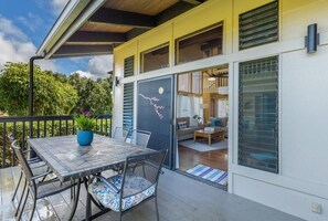 Outdoor dining - Paradise found at the Hale Kalani - 3 Bedroom Surf Condo in Princeville. (Princeville)