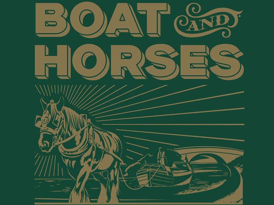 A vintage-style sign for a pub with rooms, featuring a horse and carriage illustration.