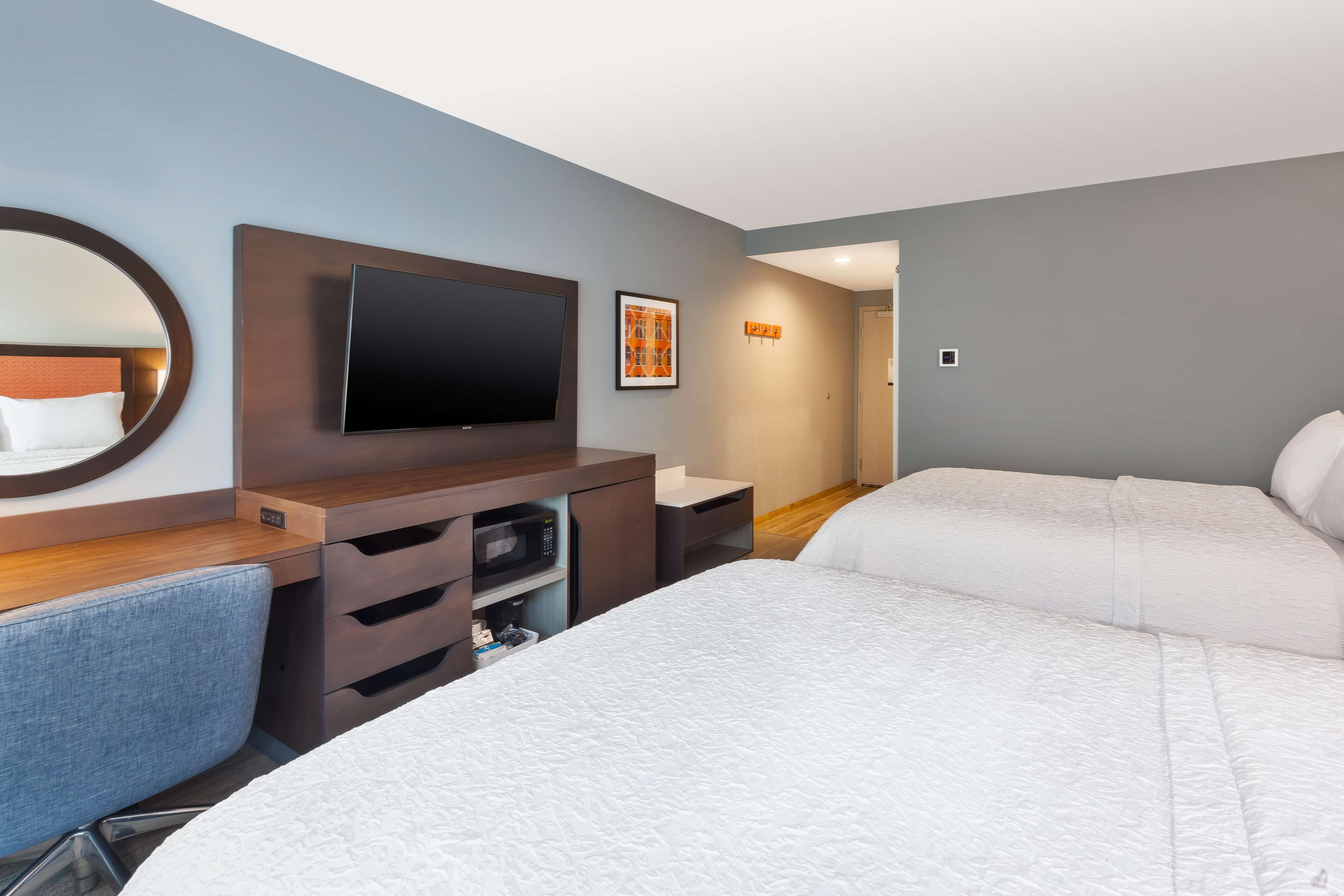 room, 2 queen beds, refrigerator & microwave | 1 bedroom, in-room safe, desk, bed sheets