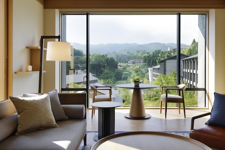 PEAK Suite Room 1 King Bed | View from room. ROKU KYOTO, LXR Hotels & Resorts