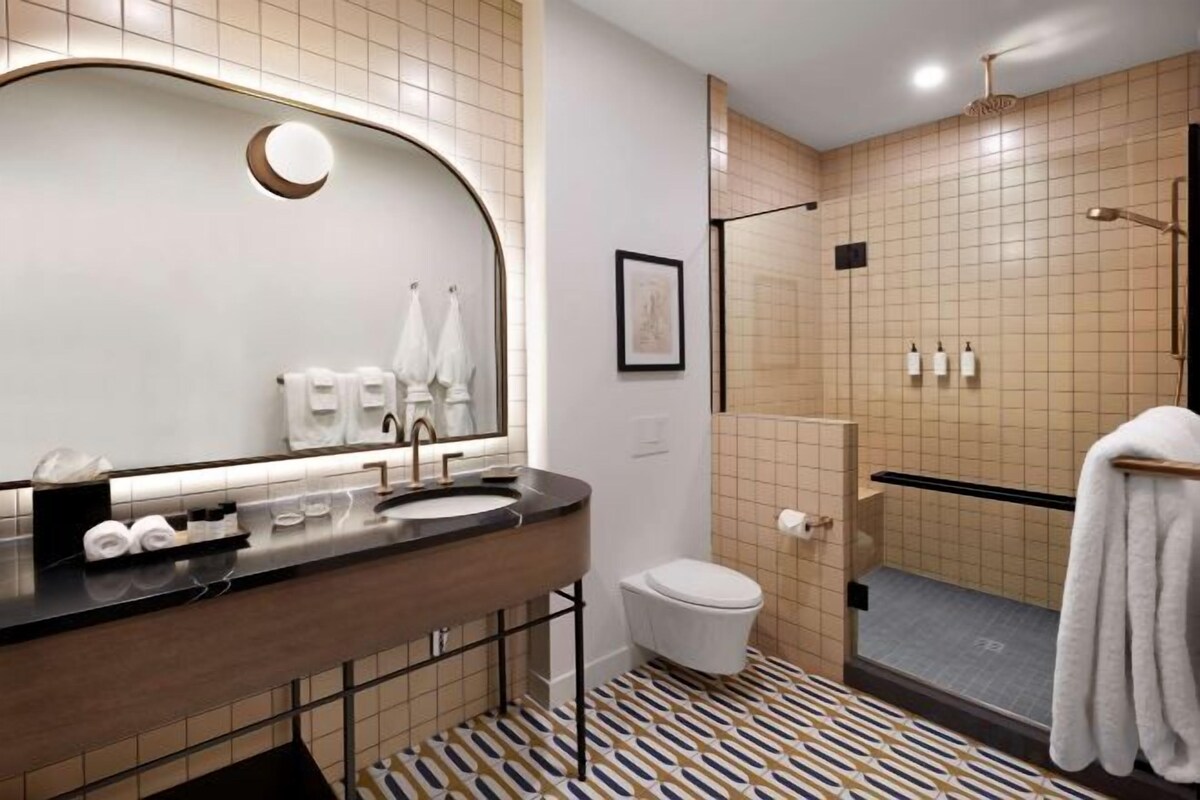 Bathroom | Hair dryer, bathrobes, towels, soap