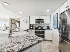 Fridge, microwave, oven, dishwasher