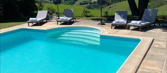 Spacious gite with large heated private swimming pool and new hot tub for 25!