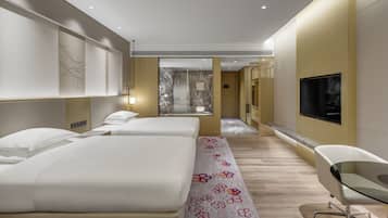 Deluxe Room, 2 Double Beds, City View | 1 bedroom, down duvets, in-room safe, laptop workspace