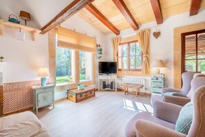 TV, caminetto, lettore DVD, impianto stereo