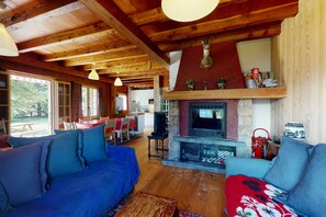 Basic Chalet, Multiple Beds | Living room | TV, fireplace - Beautiful Chalet in the Heart of Thyon-les-collons (Vex)