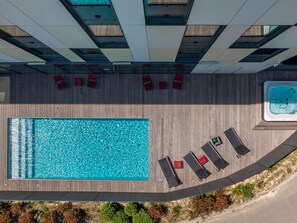 Outdoor pool, pool loungers