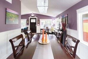 Dining - Vivid colorful craftsman with patio and fire pit (Seattle)