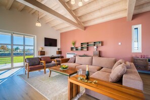 TV, fireplace - Villa Labyrinth with Pool (Marčana)