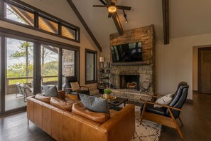 TV, fireplace, video games, table football