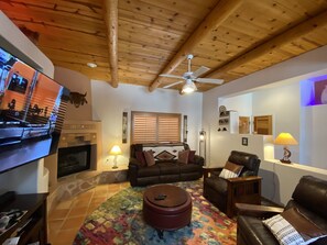 Smart TV, fireplace, DVD player, computer monitors