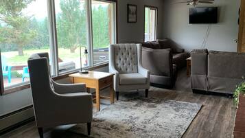 TV connectée, cheminée, lecteur de DVD